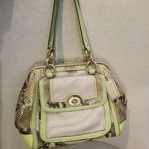 Gorgeous green with snake print coach handbag